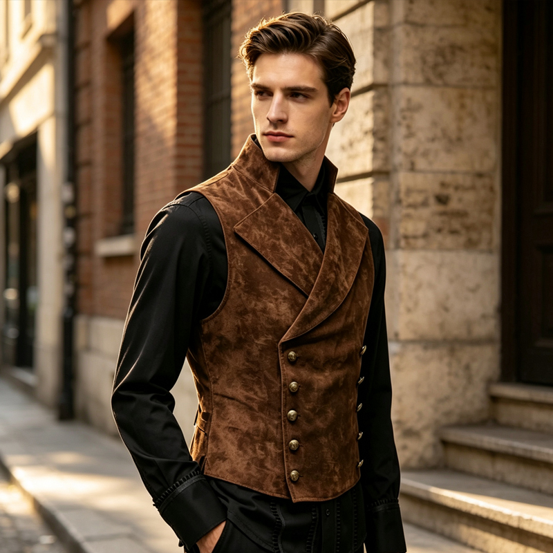 Men Retro Suede Waistcoat Lape - огляд і ціна Men'S Formal Wear Waistcoat