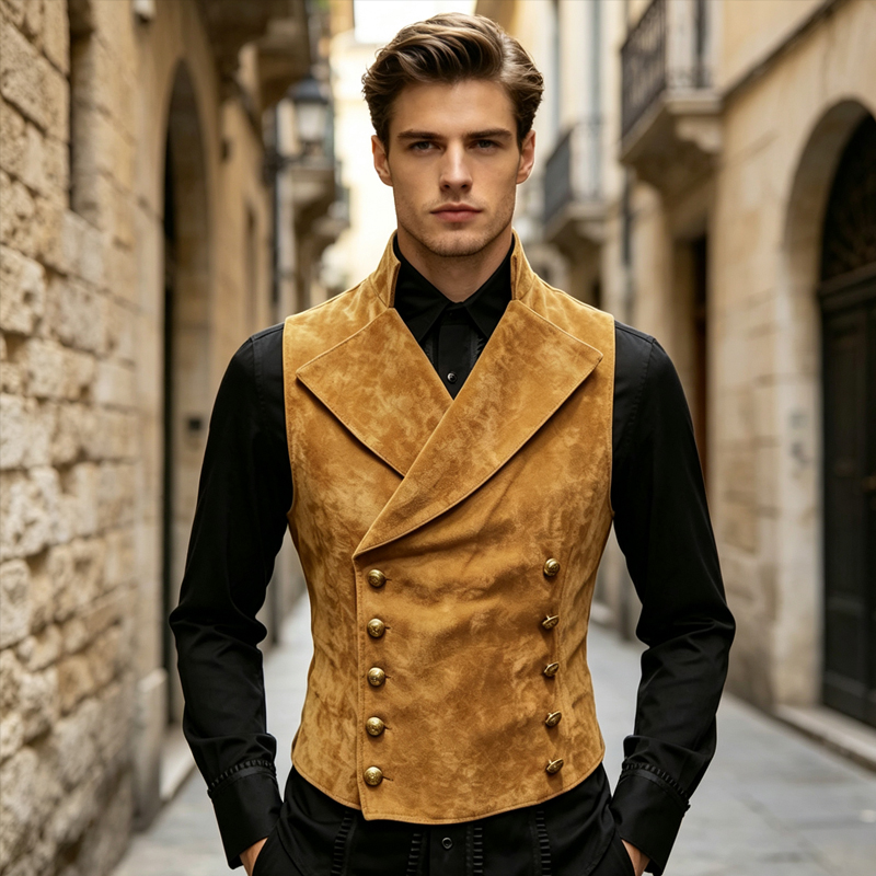 Men Retro Suede Waistcoat Lape - огляд і ціна Men'S Formal Wear Waistcoat