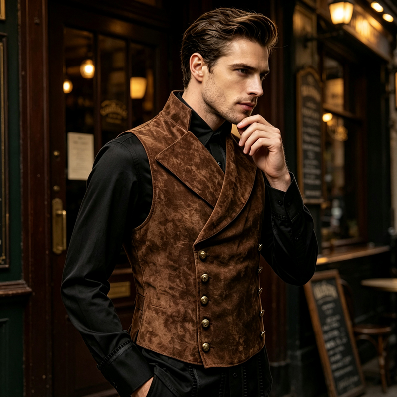 Men Retro Suede Waistcoat Lape - огляд і ціна Men'S Formal Wear Waistcoat