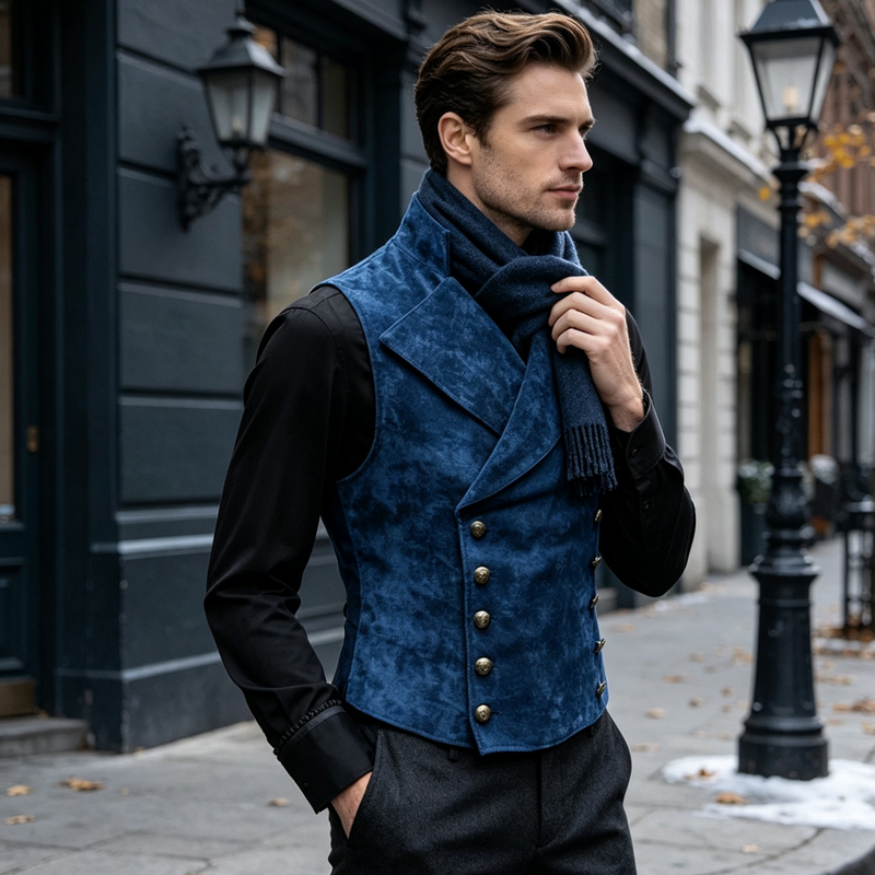 Men Retro Suede Waistcoat Lape - огляд і ціна Men'S Formal Wear Waistcoat