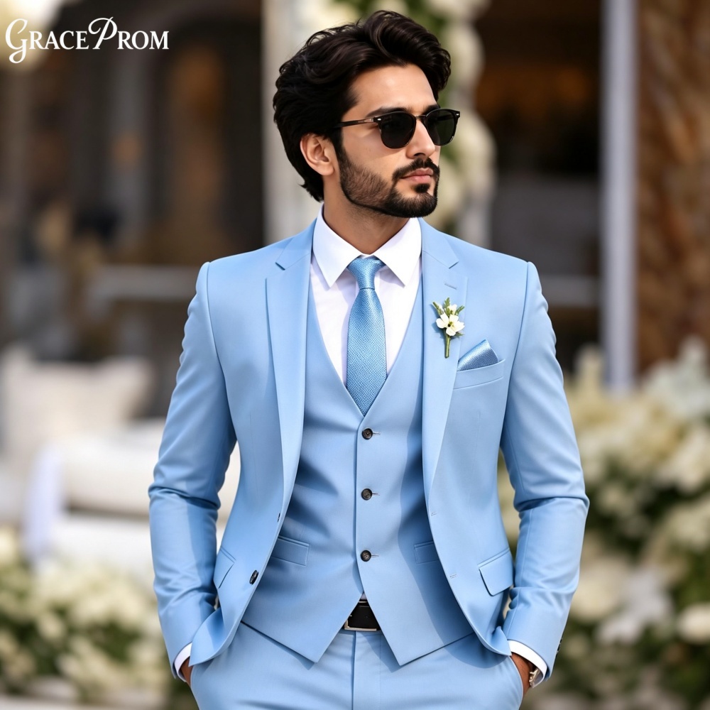 Elegant Light Sky Blue 3PCS Me - огляд і ціна Men'S Formal Evening Wear