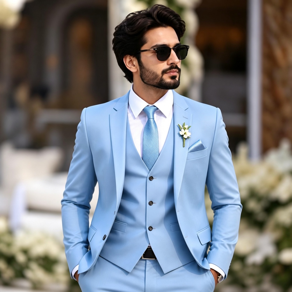 Elegant Light Sky Blue 3PCS Me - огляд і ціна Men'S Formal Evening Wear