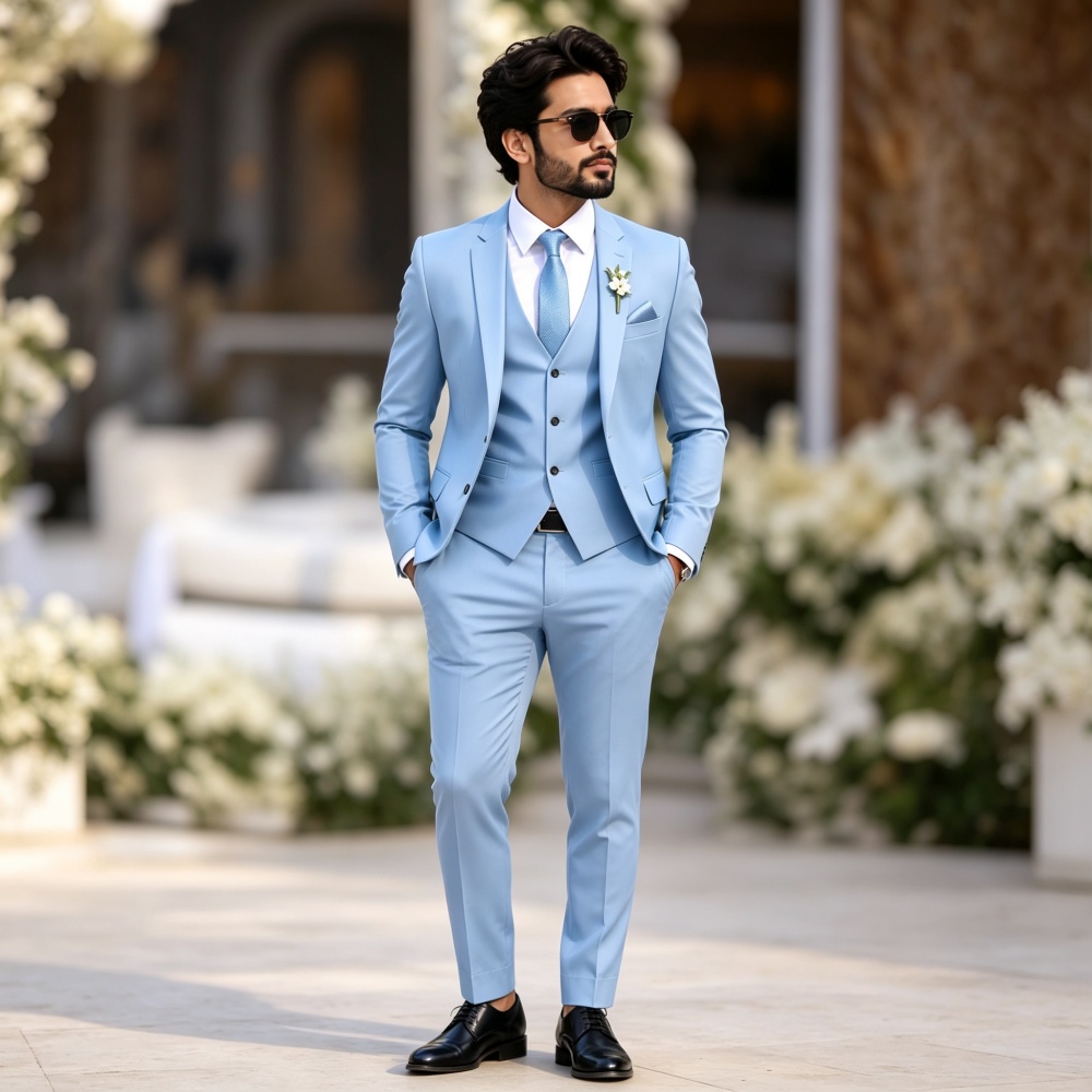 Elegant Light Sky Blue 3PCS Me - огляд і ціна Men'S Formal Evening Wear