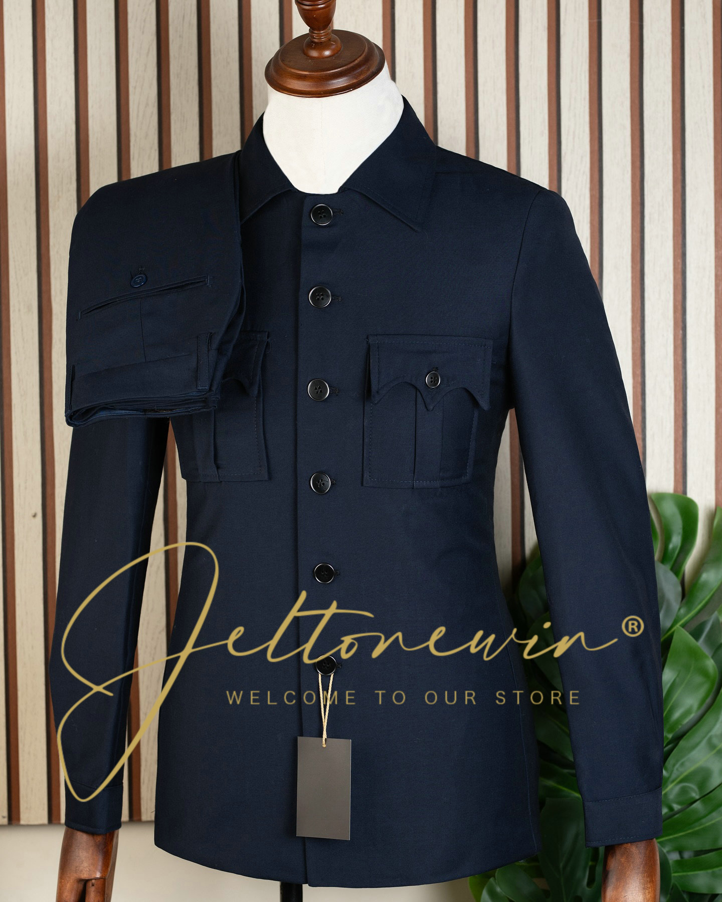 Men's Navy Blue Two Piece Suit - огляд і ціна Latest Men Formal Wear