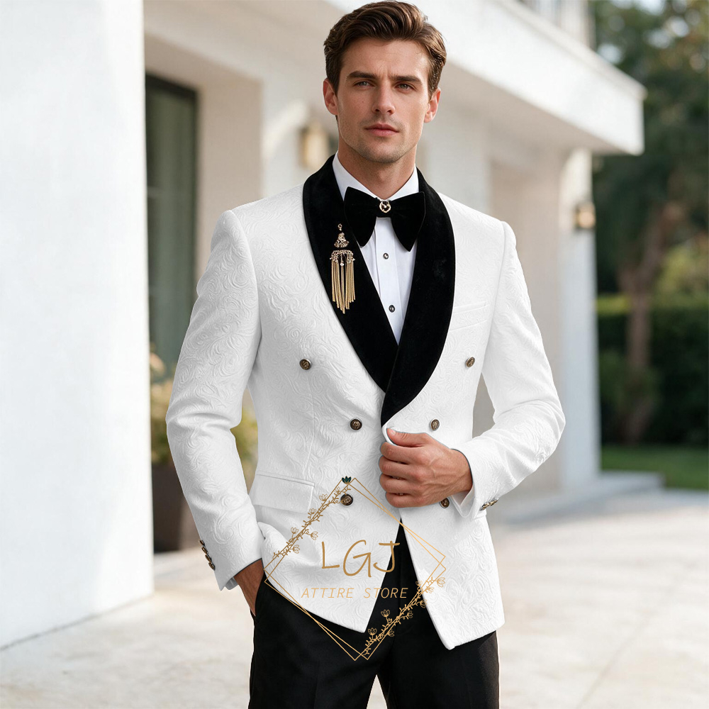 Luxury Men's 2 Piece Embossed  - огляд і ціна Men Formal Wear For Dinner
