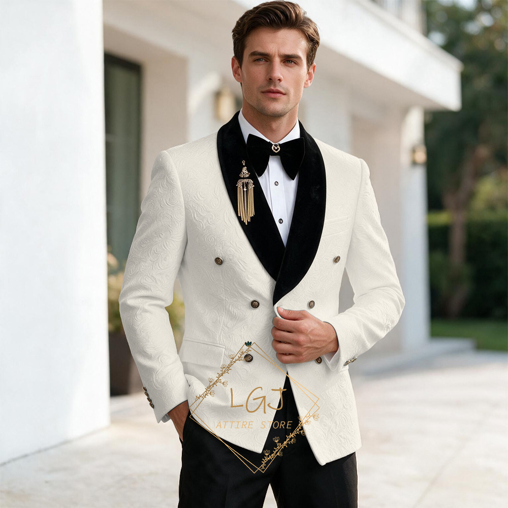 Luxury Men's 2 Piece Embossed  - огляд і ціна Men Formal Wear For Dinner