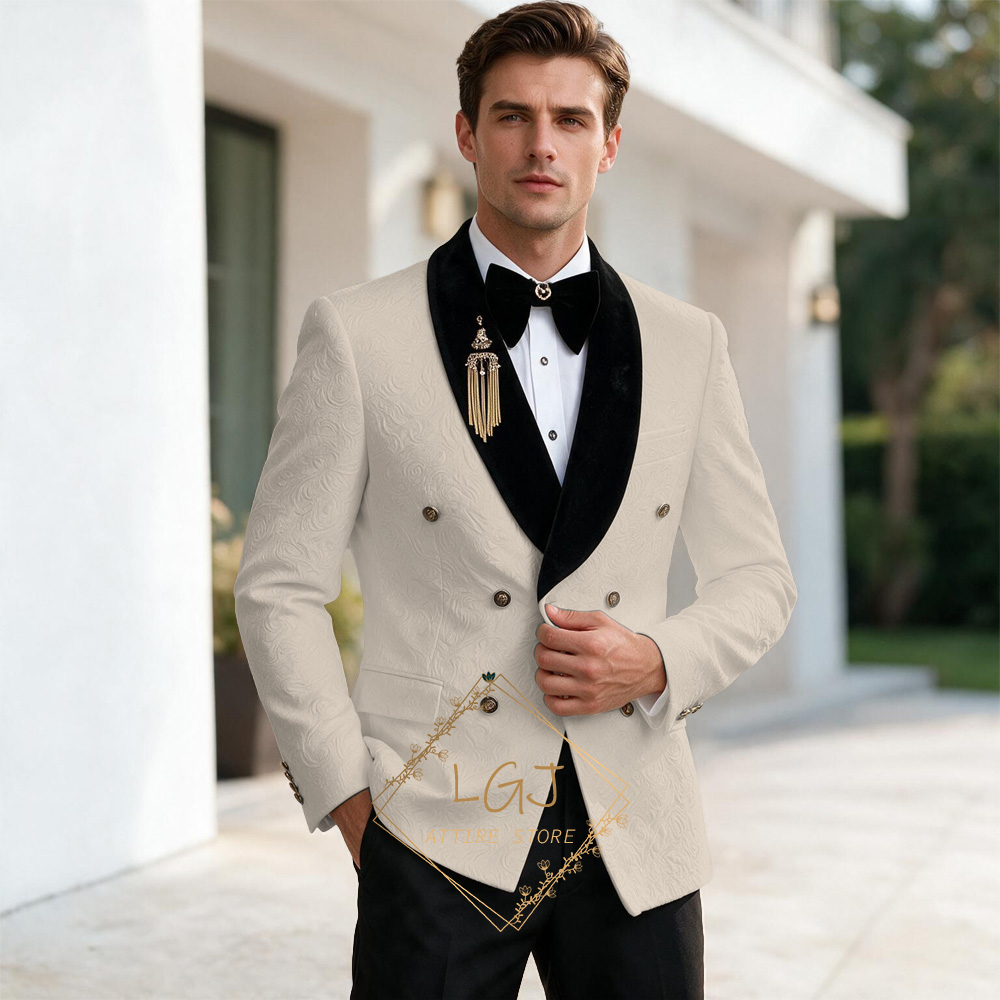 Luxury Men's 2 Piece Embossed  - огляд і ціна Men Formal Wear For Dinner