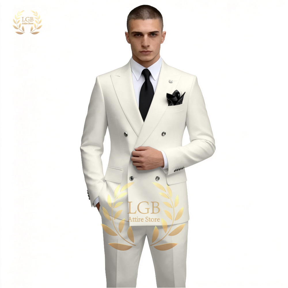 Men's White Double Breasted Su - огляд і ціна Men Formal Wear For Dinner