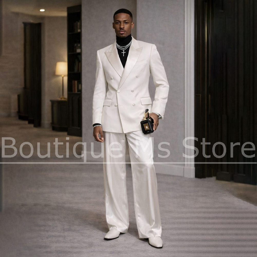 Men's White Satin Suit 2 Piece - огляд і ціна Men'S Formal Evening Wear