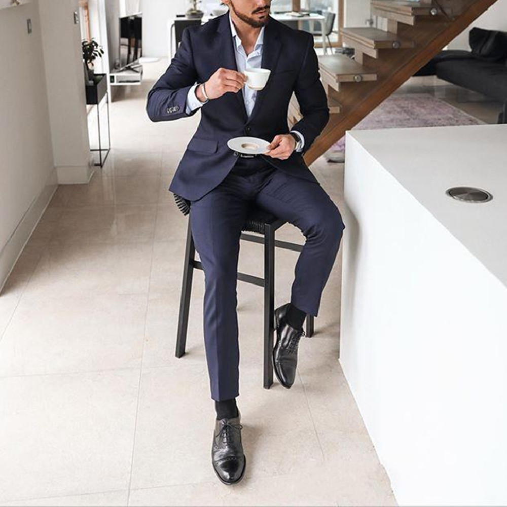 Navy Blue 2-Piece Men's Tuxedo - огляд і ціна Men Formal Wear For Dinner